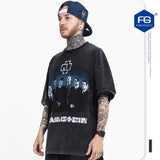 Preppy Aesthetic T Shirt Men's Spring and Summer Wash Short Sleeve T-shirt