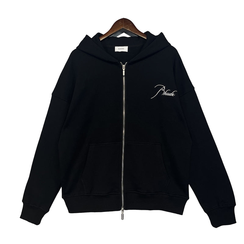 Rhude Hoodie Autumn Cardigan Coat Embroidered Hoodie