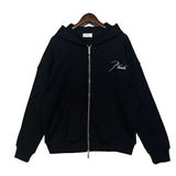 Rhude Hoodie Autumn Cardigan Coat Embroidered Hoodie