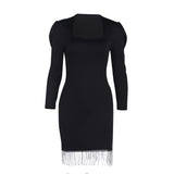 Mini Club Dresses Long Sleeve Tassel Dress for Women
