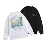 Preppy Aesthetic Sweatshirt Vintage Floral Print Long Sleeves T-shirt Men Loose-Fitting Casual Pullover