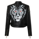Women Leather Jacket Biker Motorcycle Coat Large Size Leather Jacket Women's Spring and Autumn Jacket Slim-Fit Leather Coat