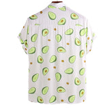 Men Hawaii Shirts Summer Casual Beach Avocado Short Sleeve