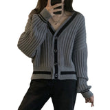 Preppy Aesthetic Sweater Knitted Coat Women's Spring Autumn Vintage Sweater
