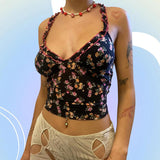 Women Rave Outfits Tops Heartbreak Flower Camisole Women's Outer Wear Sexy V-neck