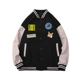Blue Varsity Jacket Baseball Uniform Women's Spring and Autumn Retro Easy Matching Jacket Coat Top