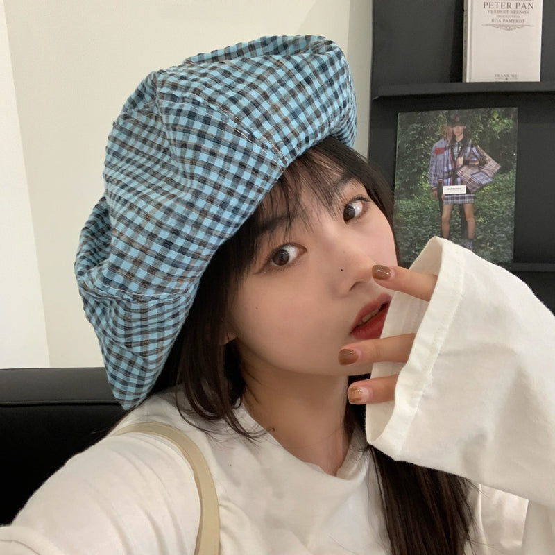 Check Beret Hat Retro Beret Children's Cloud Hat