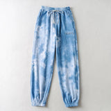 Women Fall Fall Three-Color Tie-Dyed Sweatpants Elastic Waist Ankle-Tied Sweatpants