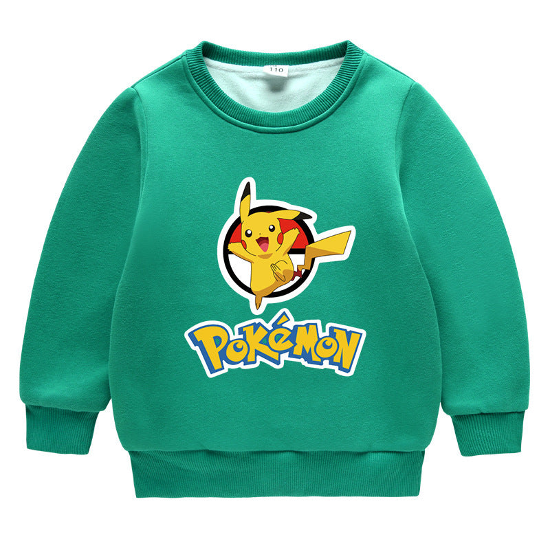 Children Pokemon Pikachu Hoodie Men's and Women's Children & Baby Baby plus Velvet Sweater