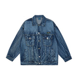 Men Denim Coat Jean Jackets Washed Do the Old Cowboy Coat Men Loose Lapels Jacket Denim Coat