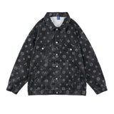 Men Denim Coat Jean Jackets Letter Rhinestone Denim Coat Men's Loose Lapels Jacket Vintage Denim Jacket