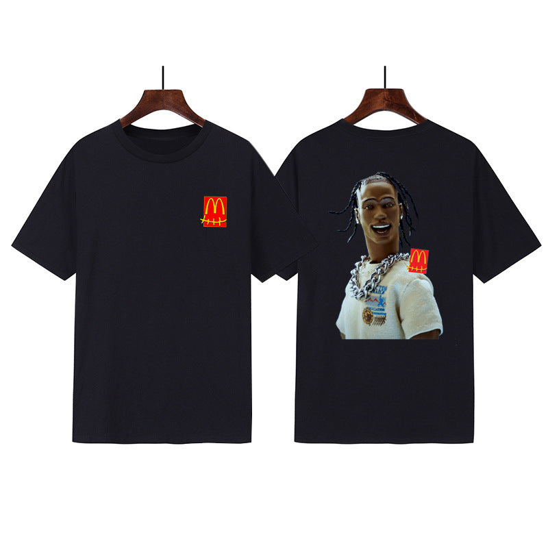 Cactus Jack McDonalds Shirt Rap Print Loose Short Sleeve