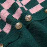 Men Sweater Vest Color-Contrast Check Sweater Vest Vest Men's BF Idle Style Loose V-neck Cardigan Sweater