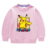 Children Pokemon Pikachu Hoodie Solid Color Cotton Sweater Neutral
