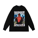 Mens Fall Outfits Vintage Printed Oversize Long Sleeve Bottoming Shirt Top T-shirt for Men