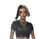 Music Festivals Rave Outfits Girls Tops Women's Spring Clothing Short Sleeve round Neck Sexy T-shirt