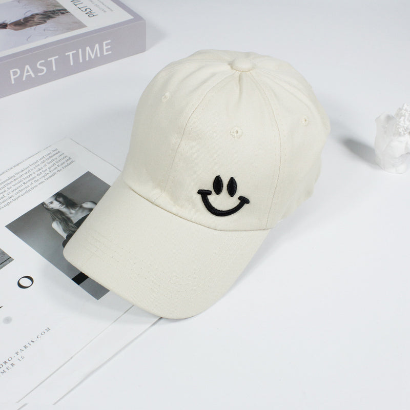 Smiley Face Cap Summer Soft Peaked Cap Embroidered Baseball Cap