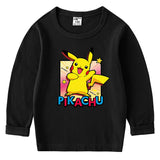 Children Pokemon Pikachu Hoodie Cotton Crew Neck T-shirt