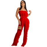 Party Pants Suits Pure Color Mesh See-through Pleated Vest Waist Pants Two-Piece Set for Women