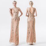 1920S Dress Sequins Dress Temperament Deep V-neck Slim-Fit Dress