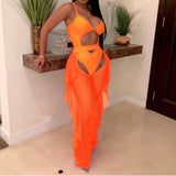 See through Pants Suit Sexy Hollow out One Piece Swimsuit Stitching Yarn Pants Trousers