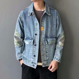 Paisley Denim Jacket Spring and Autumn Denim Jacket Men's Loose Jacket