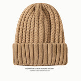 Toboggan Hat Knitted Woolen Cap Women's Autumn and Winter Earflaps Warm