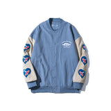 Black Varsity Jacket High Street Loose Coat Men's and Women's Jacket Autumn Baseball Uniform