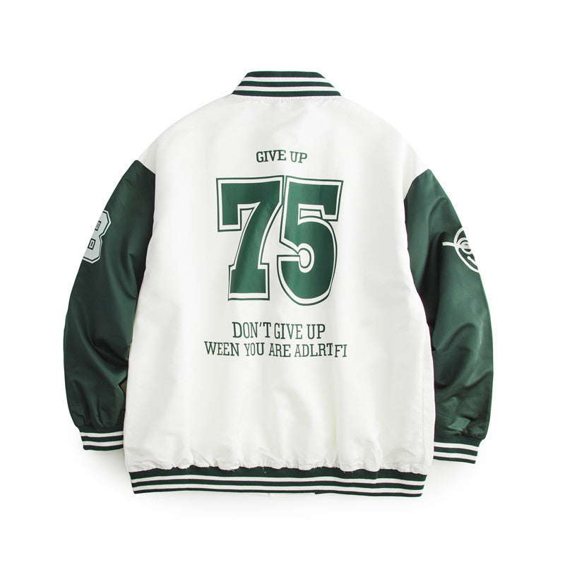 College Jacket Autumn Clothing Contrast Color Letter Printed Baseball Uniform Top Couple Casual Coat