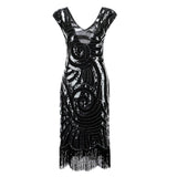 1920S Dress Vintage Sequin Formal Dress Women's V-neck Tassel Dress