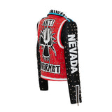 Women Leather Jacket Biker Motorcycle Coat Spring and Autumn Street Short Jacket Leather Coat Women's Long Sleeve Graffiti Red and Black Leather Coat