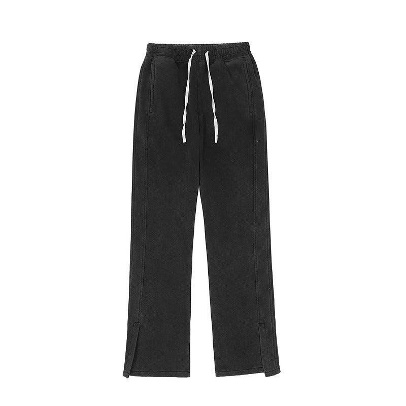 Mens Fall Outfits Autumn and Winter Trousers Washed and Worn Straight Casual Sports Pants High Street Sweatpants