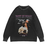 Mens Fall Outfits Distressed Rock Head Print Long-Sleeved T-shirt Men 'S And Women 'S Oversize Loose Couple Sweater