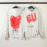 Grafitti Sweatshirts Vintage Painted Red Heart Hoodie Coat