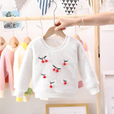 Girl Pullover Sweaters Autumn and Winter Cartoon Velvet Padded Thickened Sweater