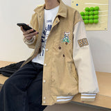 Corduroy Varsity Jacket Corduroy Bear Embroidery Couple Jacket Men's Spring and Autumn Loose Baseball Uniform