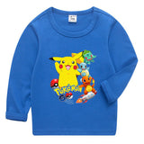 Children Pokemon Pikachu Hoodie Pikachu Spring and Autumn Bottoming Shirt Boys T-shirt