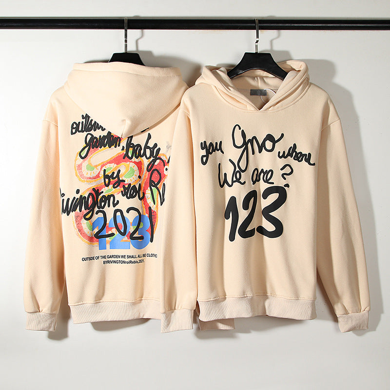 Rrr123 Hoodie Rainbow Snake Vintage Print Foam Hooded Sweater