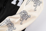Brown Varsity Jacket Hip Hop Embroidered Skull Printed Men's and Women's Couple Baseball Uniform Cotton Jacket Jacket