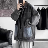 Men Denim Jacket Men's Jacket Autumn and Winter Loose Retro Coat Top