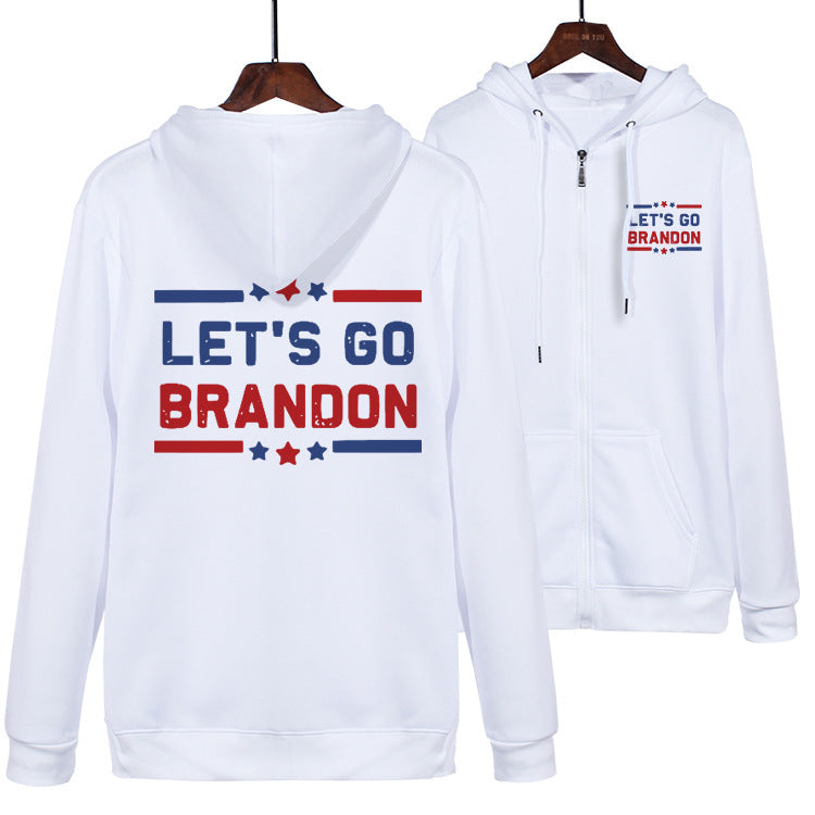 Let's Go Brandon Hoodie English Letters Fashion Hooded Zipper Sweatshirt