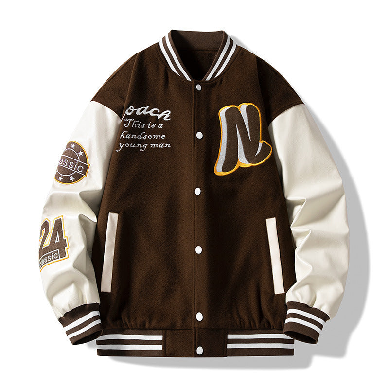 Alaska Varsity Jacket Spring Baseball Jacket Men's Retro Jacket Loose Top