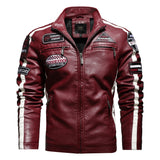 Black Varsity Jacket Racer Jacket Men's Motorcycle Leather Coat Street Motorcycle Racing Suit Pu Jacket Fleece Jacket