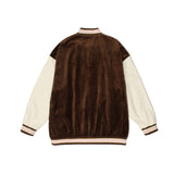 Mens Fall Outfits Pilot Jacket Men's Velvet Stitching PU Leather Sleeve Long Sleeve Casual Baseball Jacket