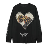 Mens Fall Outfits High Street Personality Portrait Printing Casual Long Sleeve T-shirt Loose Couple Base Top