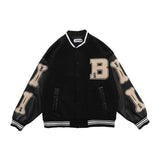 Skeleton Varsity Jacket Spring and Autumn Coat Women's Baseball Uniform Loose Stitching Jacket Top