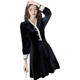 Winter Formal Dresses French Dress Gold Velvet Skirt for Women Autumn and Winter