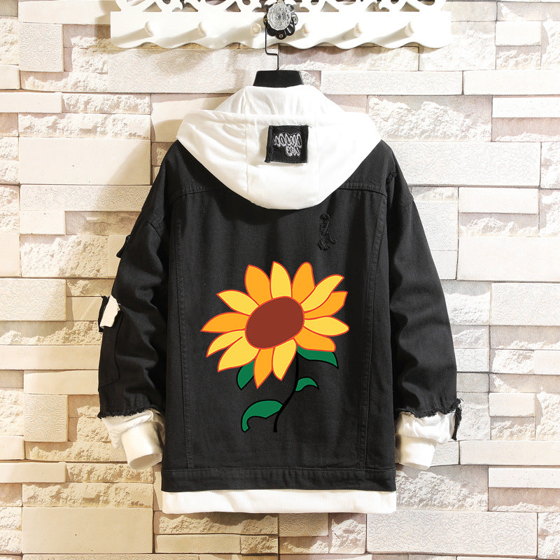 Comic Denim Jacket Casual Loose Denim Jacket Coat Printing