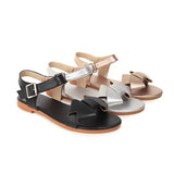 Flat Dress Sandals Summer Square Heel Retro Round Toe Large Size Hollow Buckle Casual Sandals
