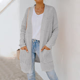 Women Fall Outfits Mid-Length Autumn and Winter Sweater Women Loose Long Sleeve Knitted Coat